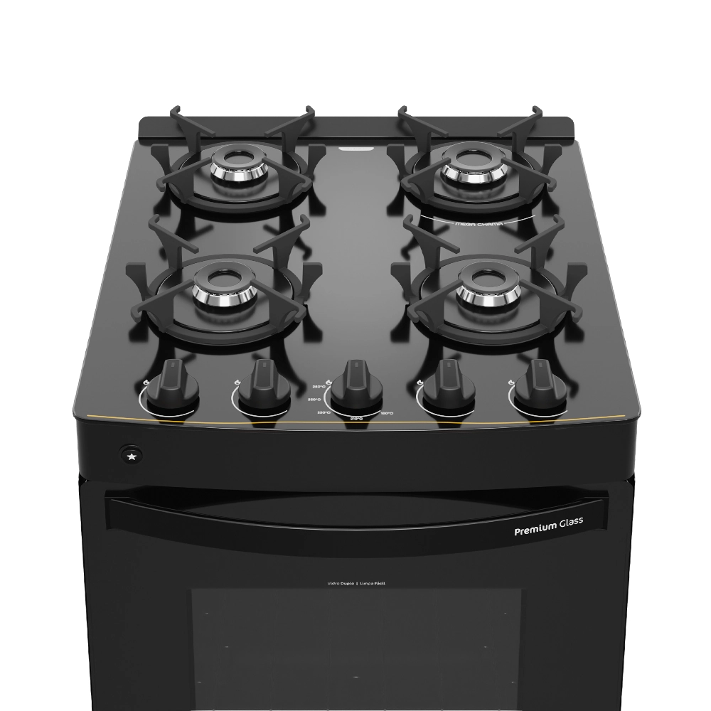 Fogão Premium Glass 4 Bocas Preto