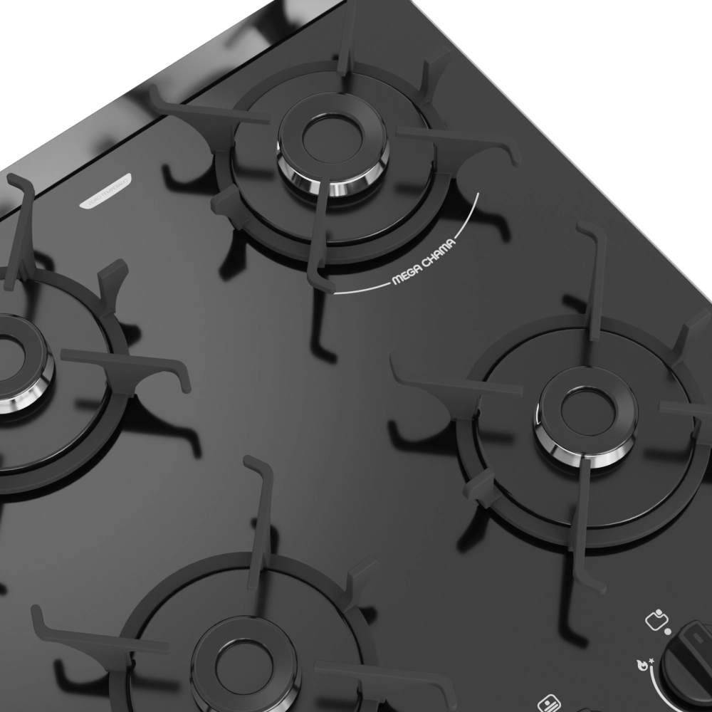 Fogão Premium Glass 4 Bocas Preto