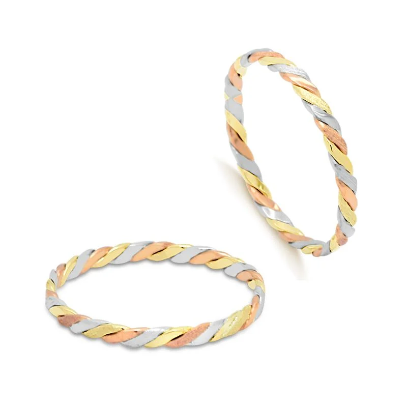 Par de Aparador de Aliança Trabalhada Tricolor