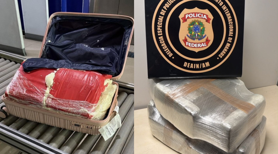 PF apreende 47 kg de skunk em malas no Aeroporto de Manaus