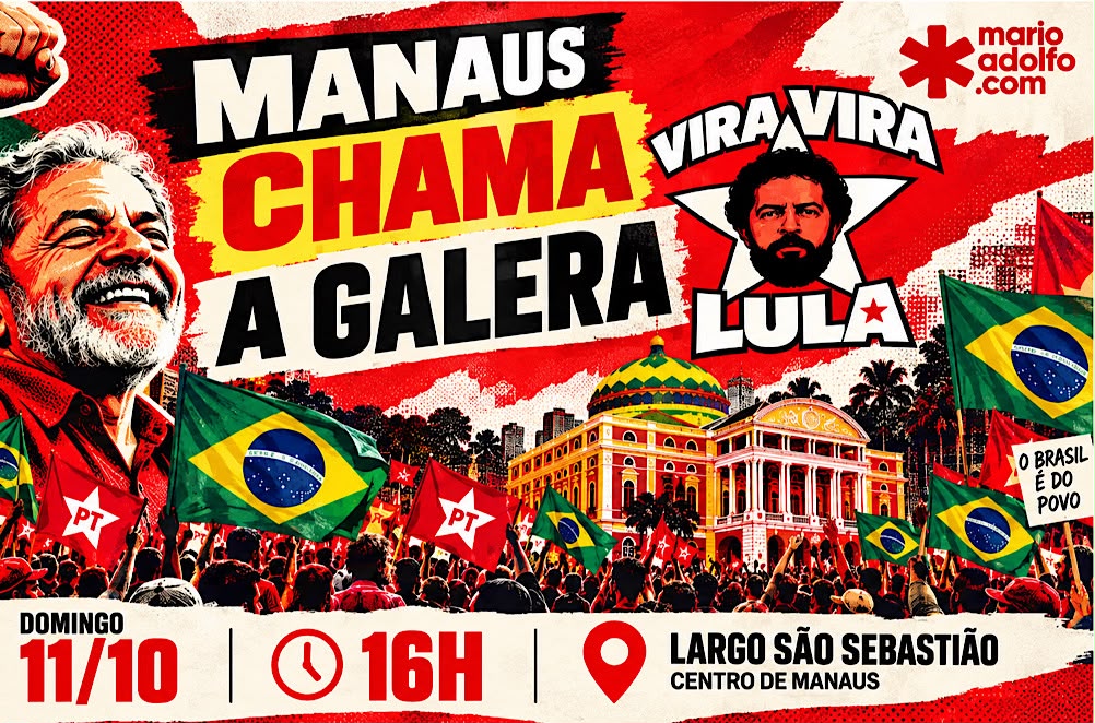 Manaus terá manifestação em apoio a Lula neste domingo no Largo São Sebastião