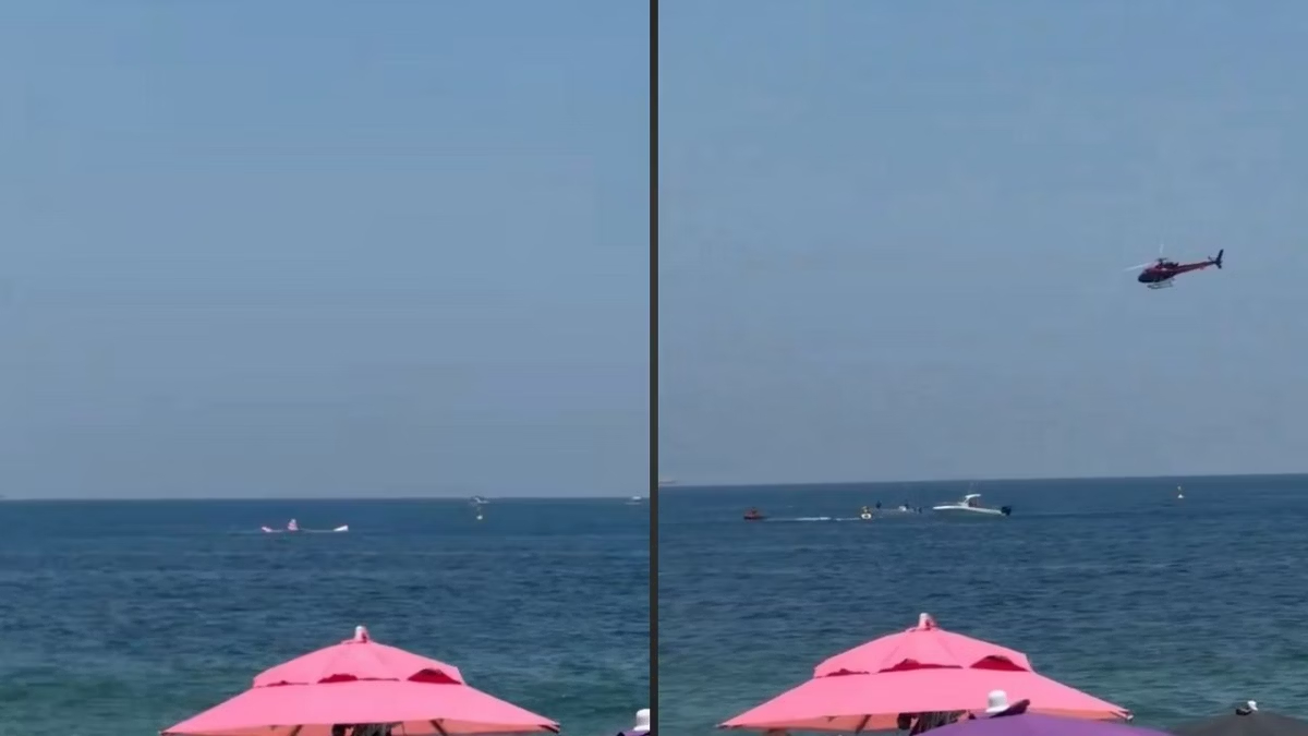 Vídeo: Ultraleve cai no mar de Copacabana, no Rio de Janeiro