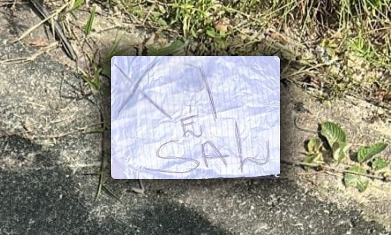 Imagem forte: Facção deixa bilhete sobre corpo no Ramal do Brasileirinho - “X9 é sal”