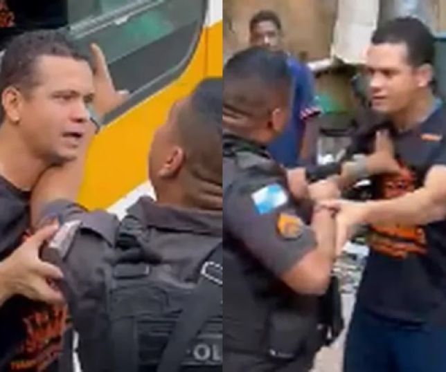 Vídeo: PM agride motorista de ônibus e aponta arma pra homem que pedia calma