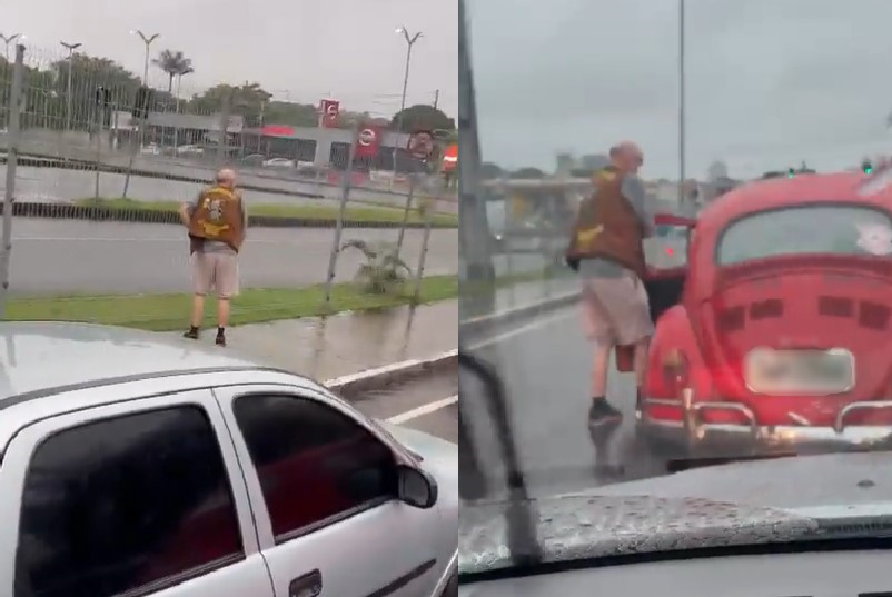 Vídeo: Desesperado, homem urina no meio do trânsito em Manaus e motorista se revolta: ‘Parabéns, hein’