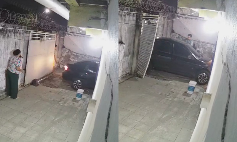 Vídeo: Assaltante rende família que entrava na garagem de casa no Japiim