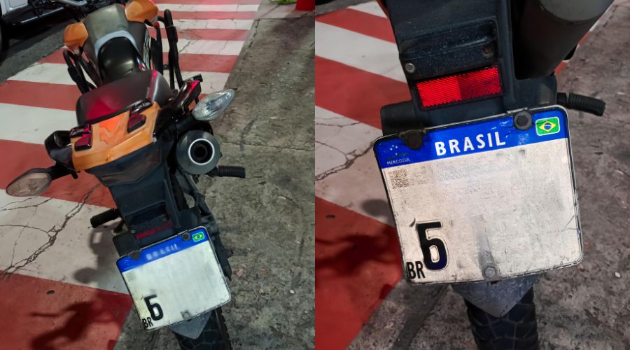 Motociclista é detido por adulterar placa com fita adesiva em Manaus
