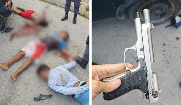 Dois suspeitos de roubo são baleados durante troca de tiros com a PM