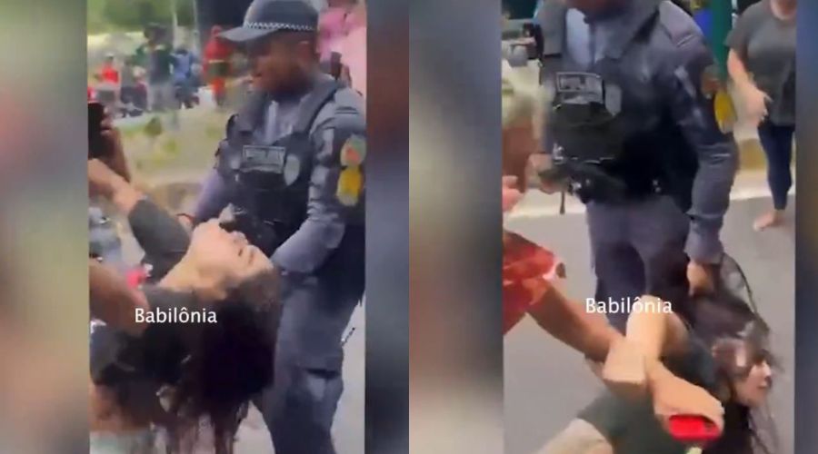 Vídeo mostra polícia militar puxando cabelo de mulher em protesto