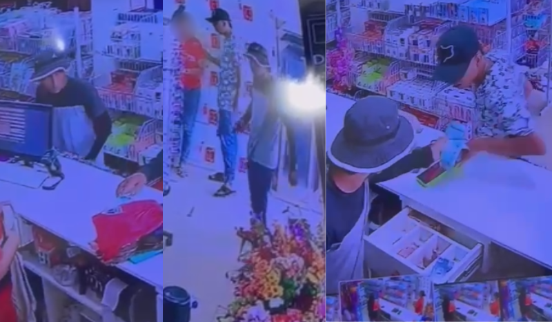 Vídeo: Dupla assalta loja em Tabatinga e agride funcionários e clientes