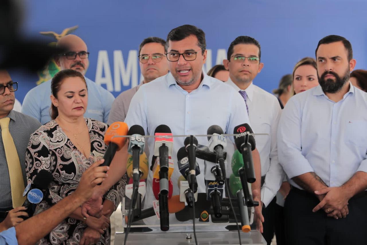 Governador do Amazonas em coletiva de imprensa - MARIO ADOLFO