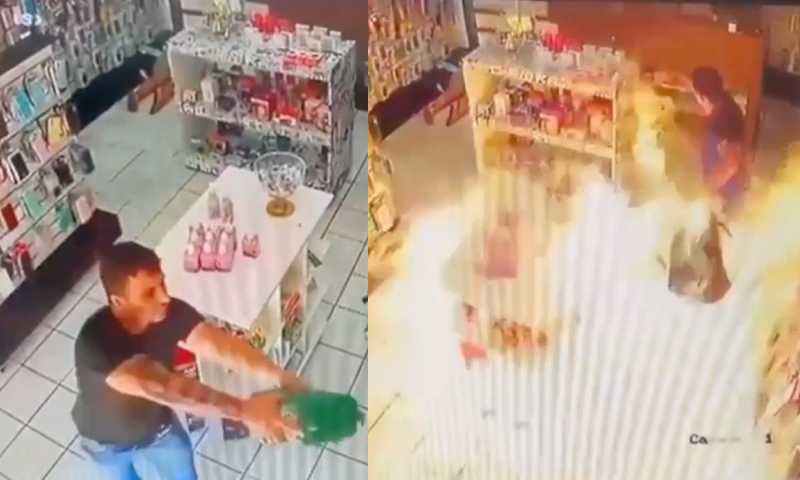 Vídeo: Homem atira na ex e na amiga dela e depois põe fogo em loja; veja