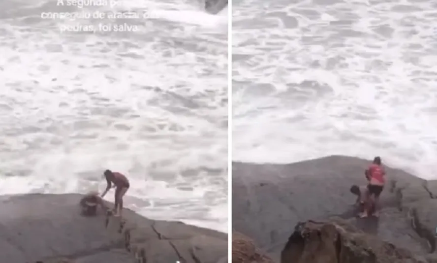 Turistas são arrastados por ondas ao fazerem selfie no Rio