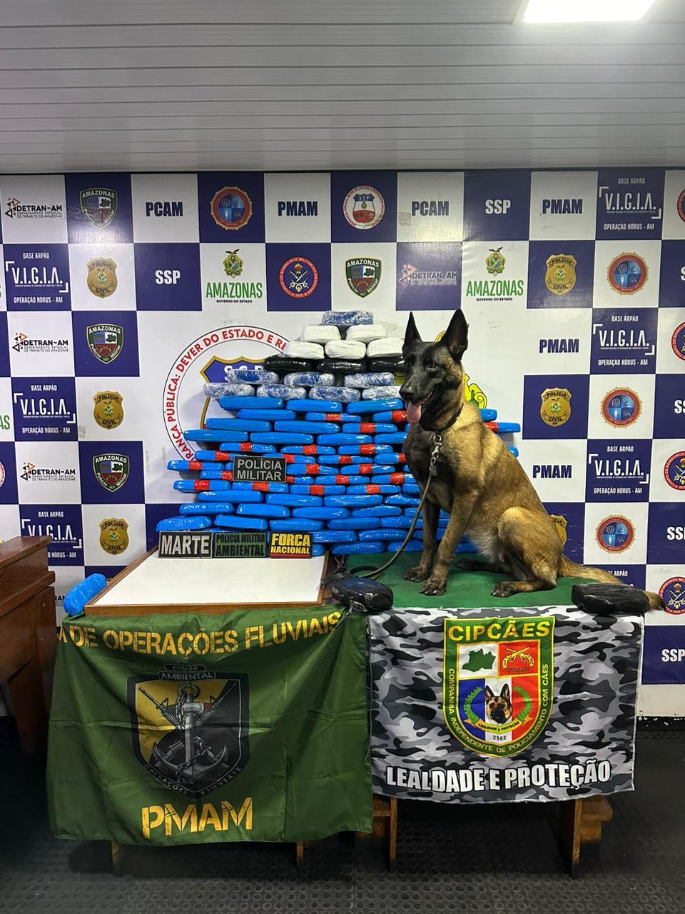 Polícia apreende mais de 100 kg drogas dentro de boia no piso de embarcação, em Coari