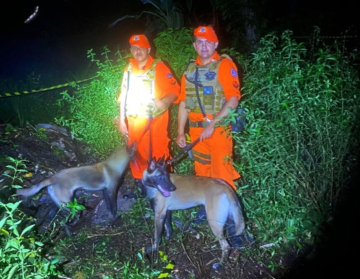 Cães do Corpo de Bombeiros auxiliaram trabalho de busca por corpo em Presidente Figueiredo