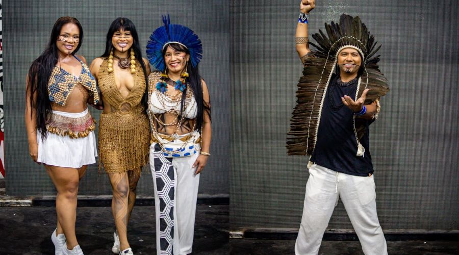 Pajé e Tuxauas do Caprichoso representam a ancestralidade indígena no desfile da Gaviões da Fiel