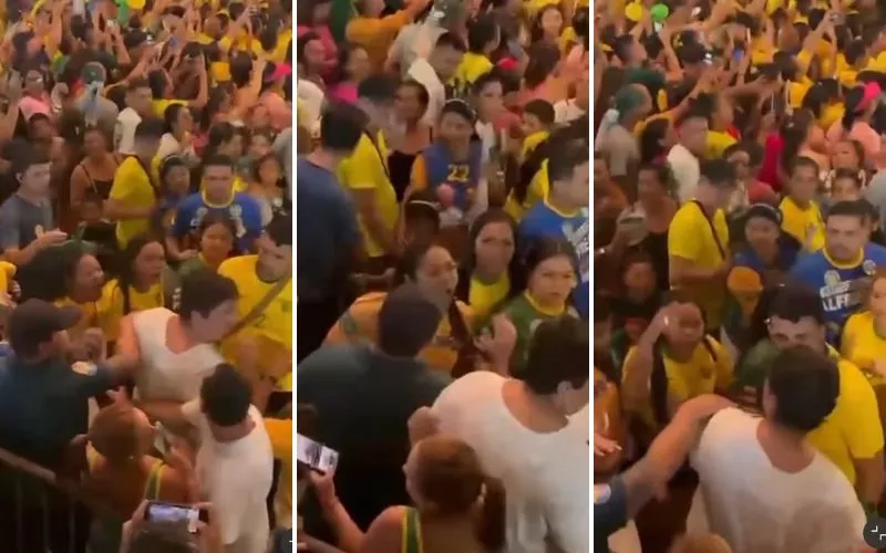 Vídeo: confusão durante oração marca evento de Flávio Bolsonaro e Maria do Carmo em Manaus