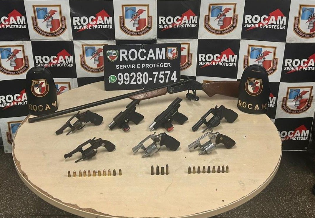 Em menos de 24h, Polícia Militar do Amazonas apreende 14 armas de fogo