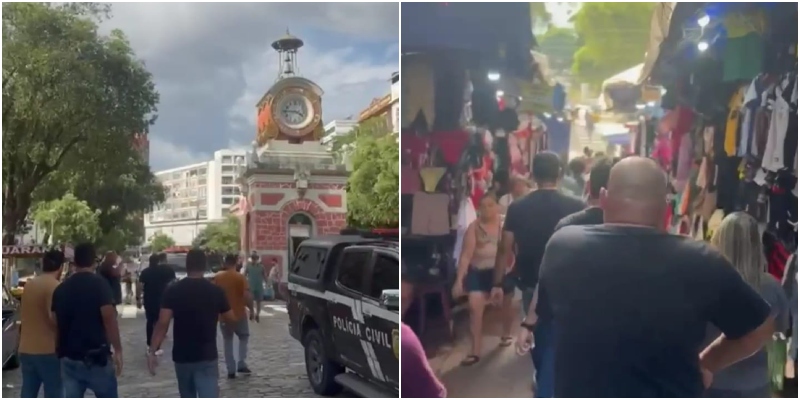 Vídeo: trio é preso por roubo avaliado em R$ 50 mil a turistas no Centro de Manaus