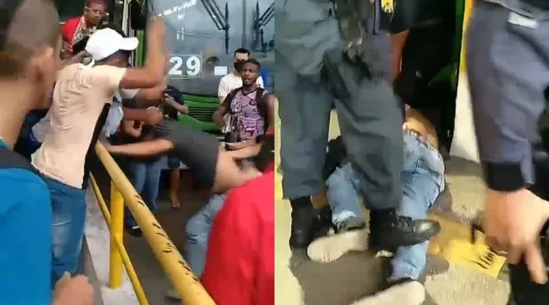 Vídeo: Passageiros reagem a assalto e espancam homem em Manaus