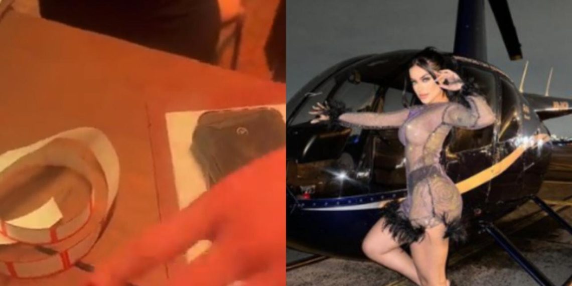 Blogueira de Manaus chega em festa de Vini Jr de helicóptero e tem celular confiscado