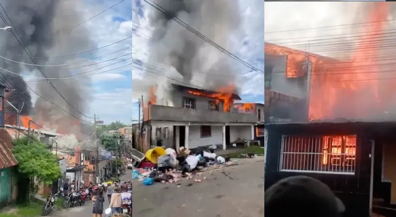 Vídeo: Incêndio de grandes proporções destrói casas em Coari