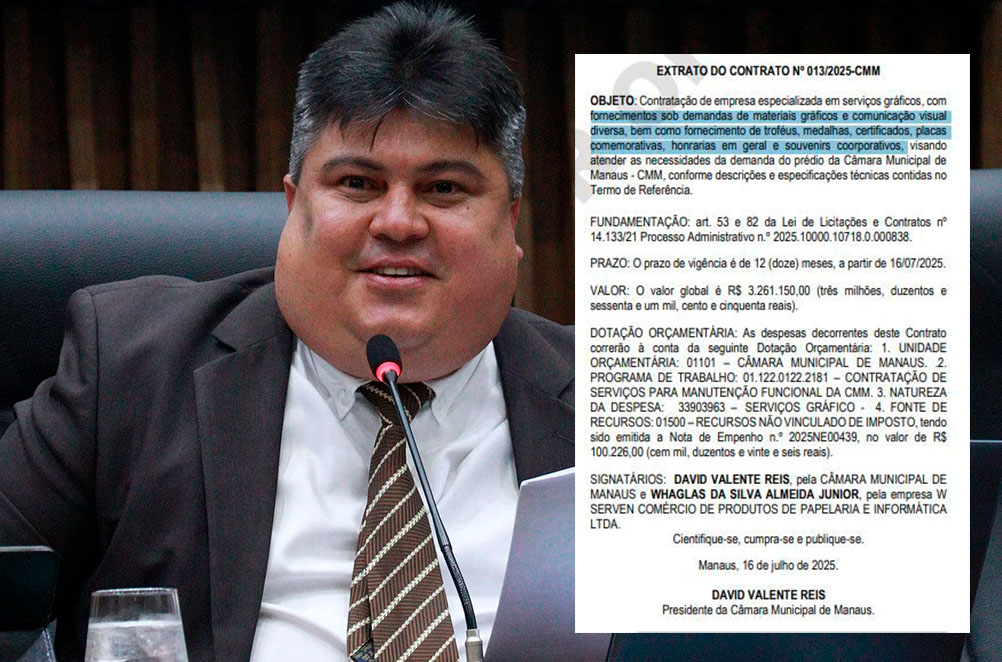 David Reis firma contrato de R$ 3,2 milhões para serviços gráficos