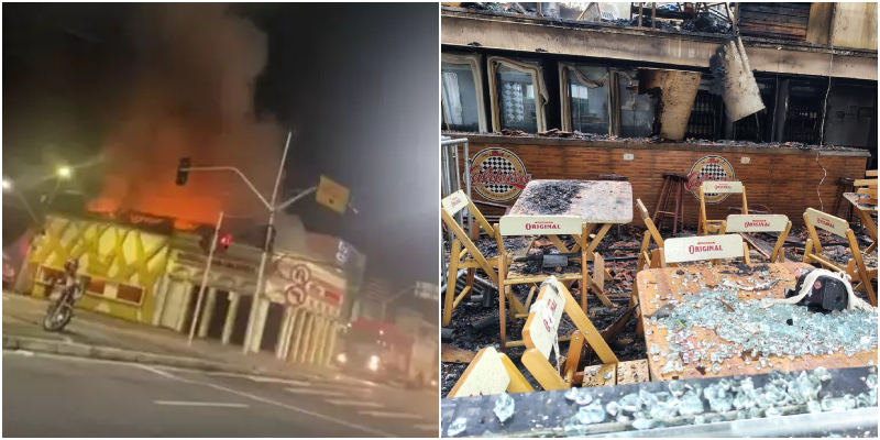 Vídeo: incêndio destrói Bar do Caldeira na zona Centro-Sul de Manaus