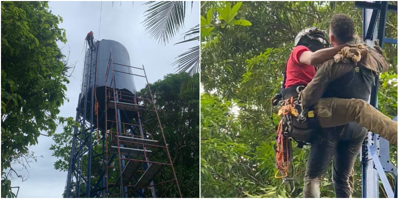Bombeiros resgatam homens presos em caixa d’água após intoxicação por solvente