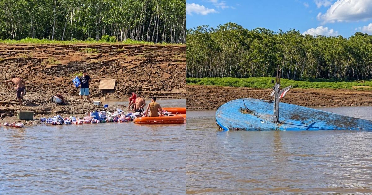 Vídeo: barco com destino a Maués naufraga após colidir com tronco