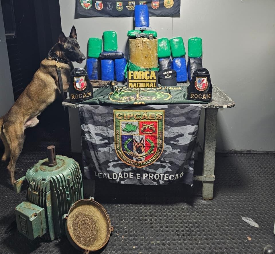 PMAM apreende 60 kg de pasta-base de cocaína em motor elétrico e caixas de som