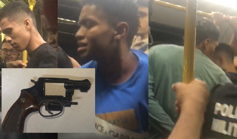 Vídeo: Suspeitos de assalto levam tapas e são presos dentro de ônibus