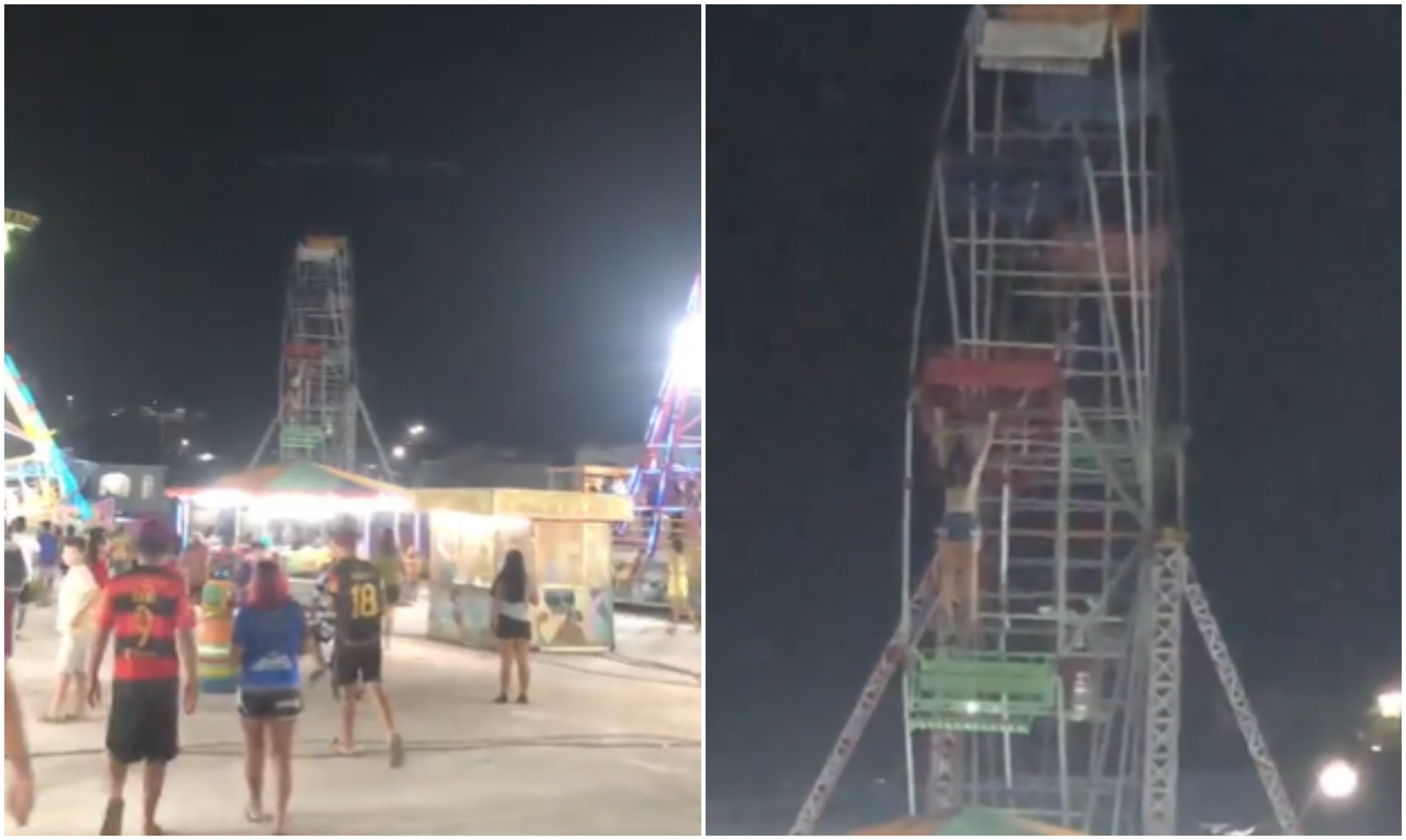 Vídeo: duas pessoas caem de roda gigante em Rio Preto da Eva