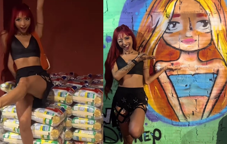 Ruivinha de Marte ganha grafite no Coroado e agradece com cestas básicas