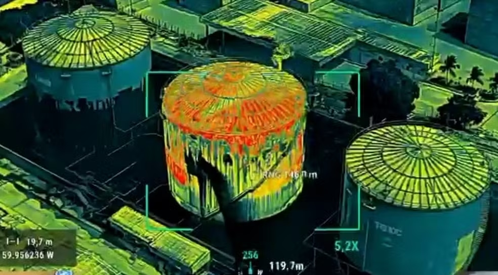 Vídeo: drone revela fissura em tanque da Innova após vazamento em Manaus