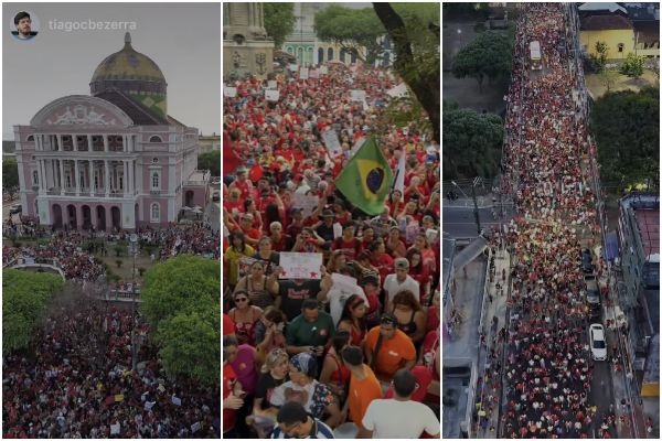 Ato pró-Lula reúne apoiadores no Centro de Manaus em busca de votos para o segundo turno