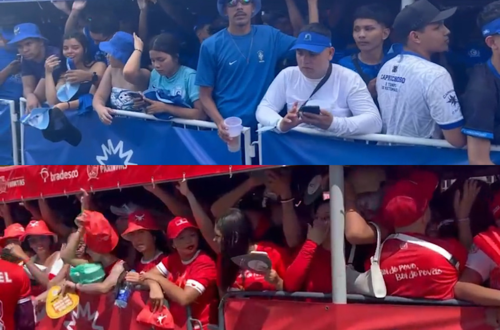 Torcedores não medem esforços para conseguir entrar na galera do Bumbódromo