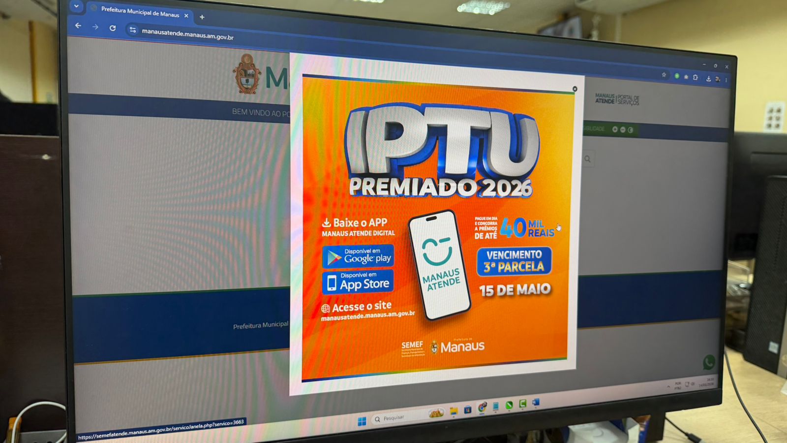Terceira parcela do IPTU 2026 vence nesta sexta-feira (15) em Manaus