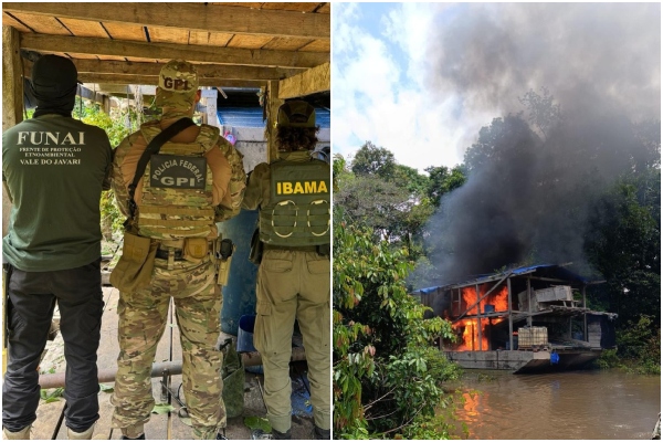 Operação destrói 15 dragas usadas no garimpo ilegal no AM