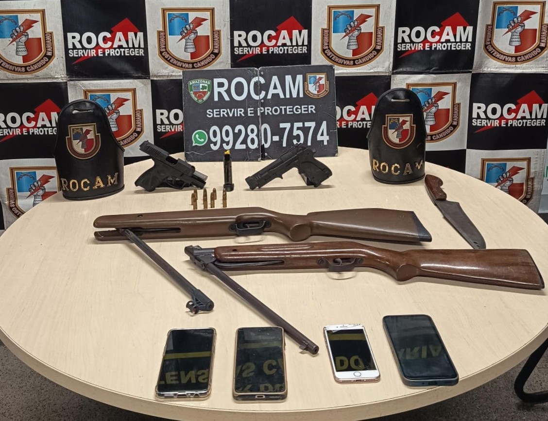 Rocam apreende armas em oficina de sucata em Manaus