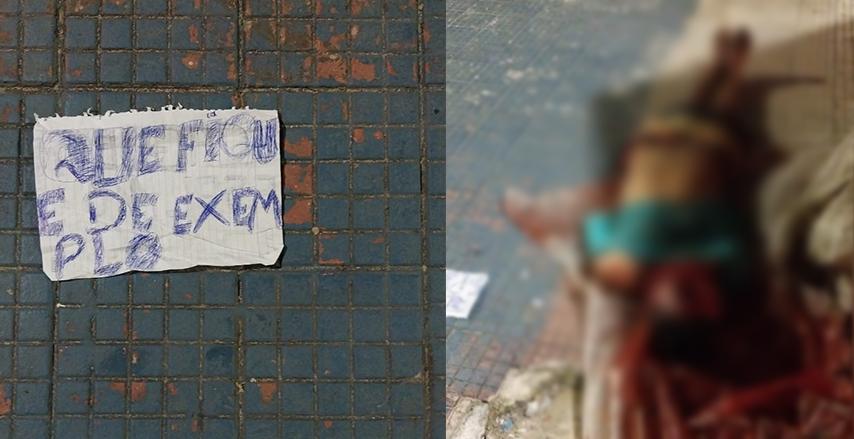 Corpo é encontrado ao lado de bilhete deixado por criminosos: "Que fique de exemplo"