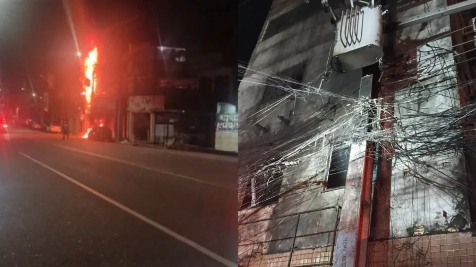 Vídeo: explosão de transformador causa incêndio e atinge prédio na Avenida Tefé