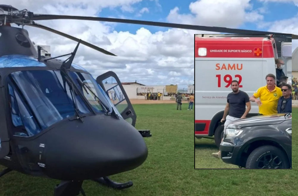 Bolsonaro foi transportado em helicóptero cedido por governadora do PT