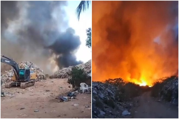 Vídeo: incêndio no lixão de Iranduba entra no segundo dia