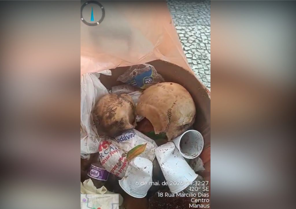 Vídeo: crânios humanos são encontrados em lixeira no Centro de Manaus