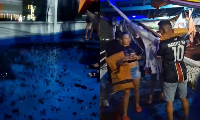 Vídeo: temporal quebra vidros de embarcação e deixa dois feridos no AM