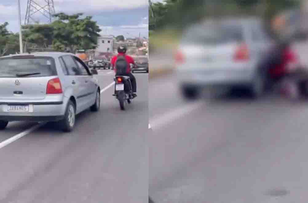 Vídeo: Motorista atropela motociclista e tenta fugir em Manaus; veja