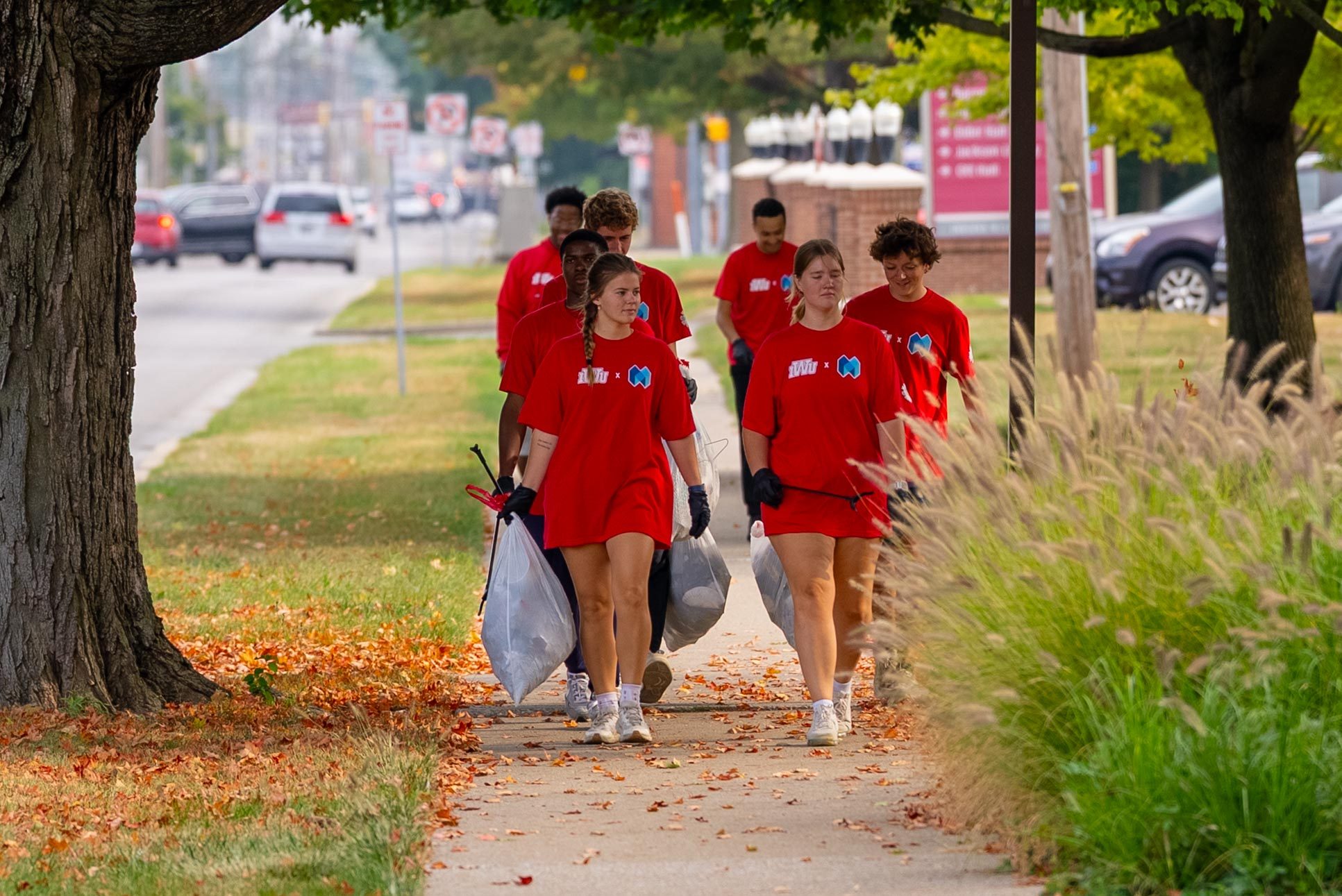 Students walking