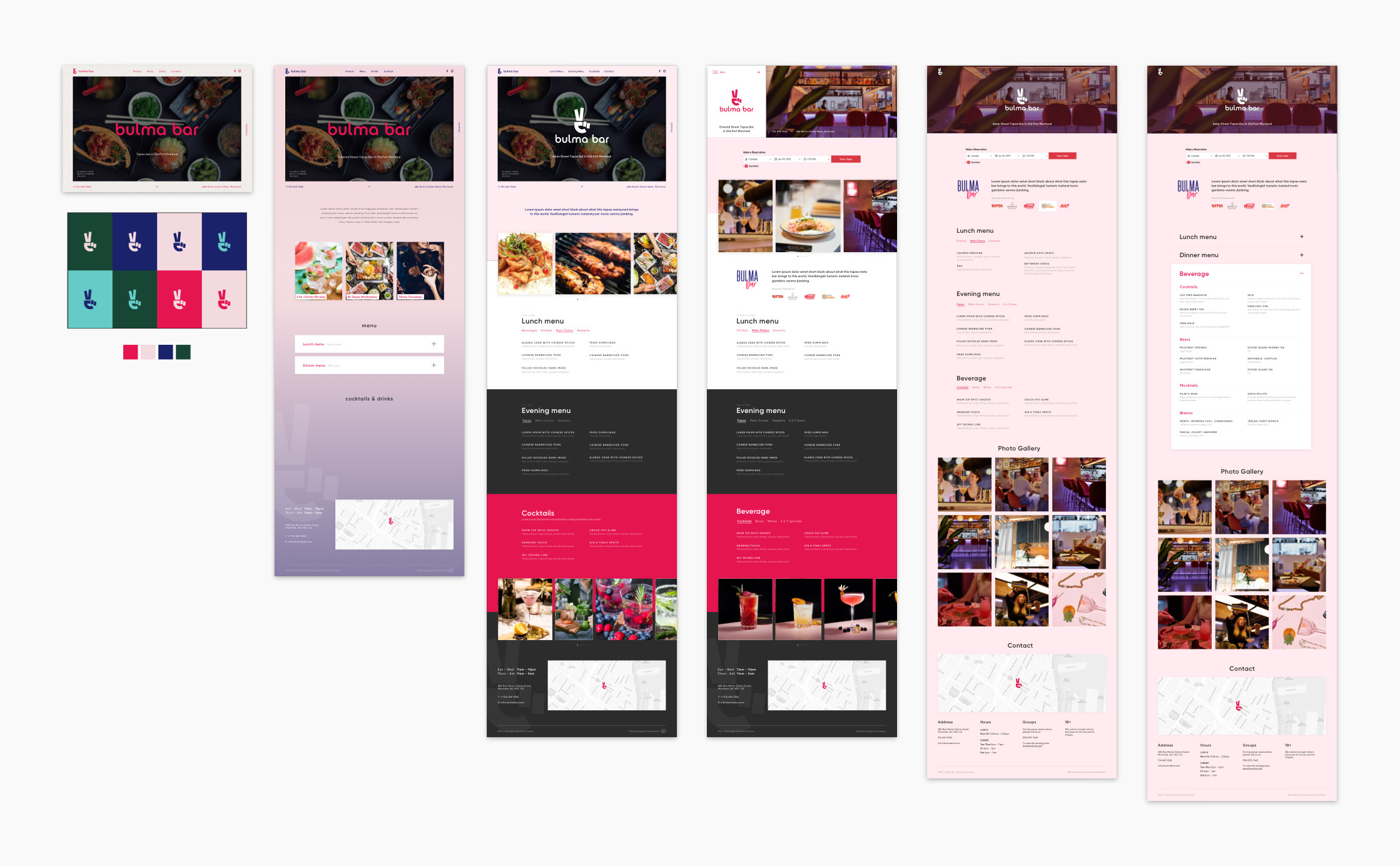 Bulma bar restaurant website and menu design. Logo with a menu designed by graphic designer.