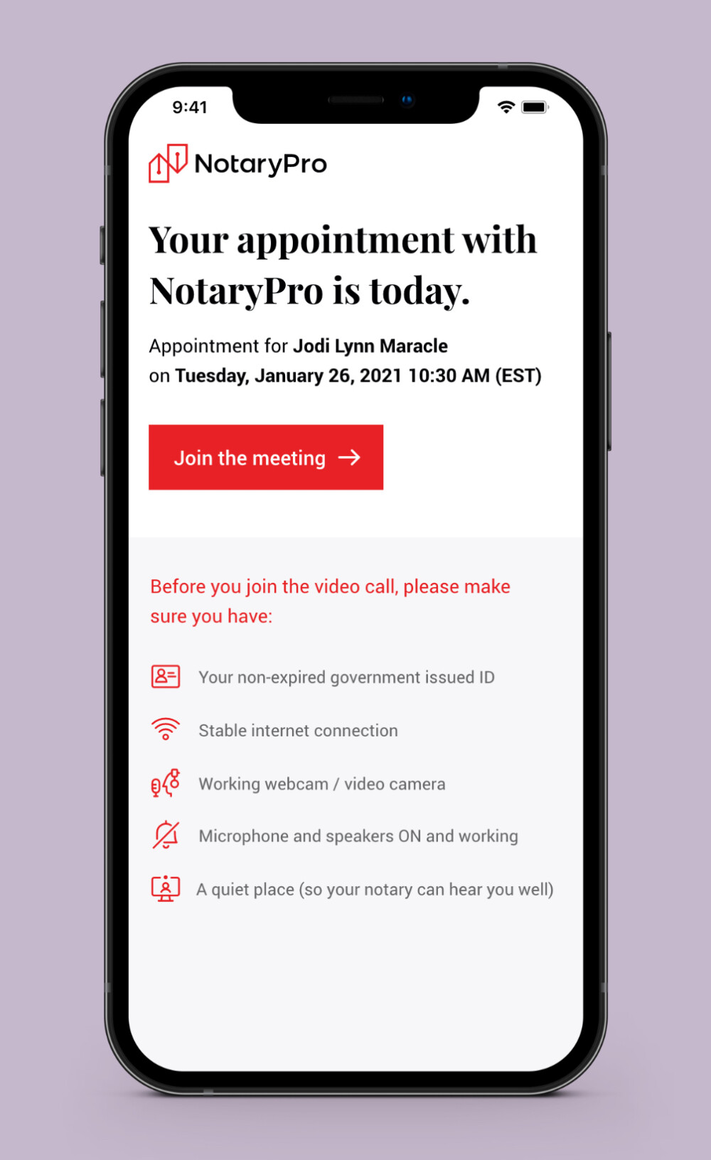 Notary Pro Mobile UI Design Screen 1